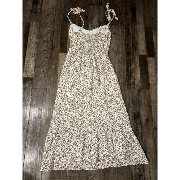 Reformation Nikita Dress Floral Midi Tie Strap Red White Blue Size 12 - Picture 6 of 6